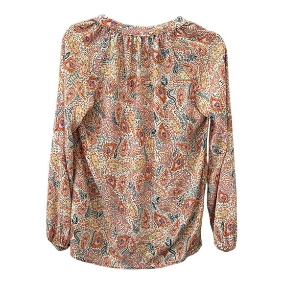 FRNCH Paris Womens S Paisley Button Boho Blouse Long Sleeve Lightweight Office - Picture 4 of 5